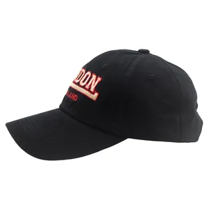 Casquette de baseball en coton noir classique avec broderie LONDON ENGLAND bicolore