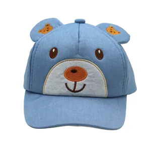 Casquette De Baseball Enfant Brodée Ours Mignon Coton Oreilles 3D Réglable Chapeau De Soleil Pour Garçons Filles Bambins Extérieur