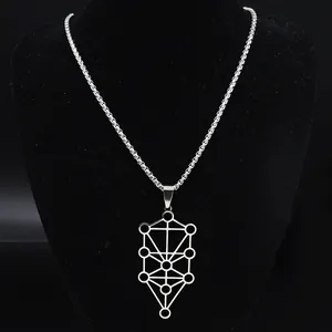 Kabbalah Levensboom ketting van roestvrij staal met box-ketting op zwarte buste