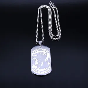 Vintage Saint Michael protect us shield pendant necklace in silver stainless steel