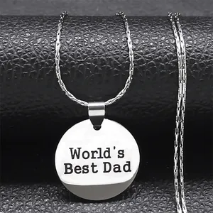 Miglior Papà Del Mondo Collana Con Pendente Rotondo In Acciaio Inossidabile Uomo Argento Inciso Lucidatura A Specchio Regalo