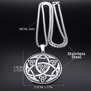 Gotische keltische Knoten Edelstahl Halskette mit 50cm Boxkette für Herren Schmuck