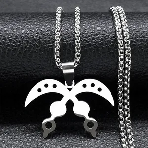 Akofena West African Wisdom Sword Of War Pendant Necklace Stainless Steel Ethnic Jewelry For Men Women Gold Silver Tone