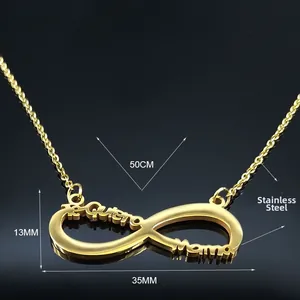 Collier infini doré avec gravure Te Quiero Mama en acier inoxydable sur fond noir