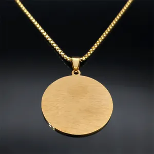 Gold stainless steel flower of life sacred geometry pendant with box chain for women men
