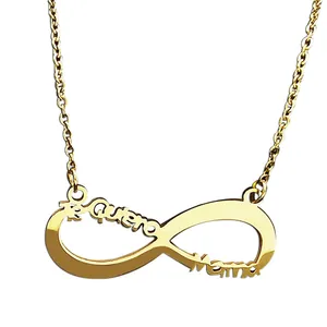 Collier infini doré avec gravure Te Quiero Mama sur acier inoxydable poli