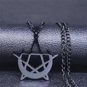 Gothic Stainless Steel Pentagram Crescent Moon Pendant Necklace For Men Women Punk Mystery Witchy Style Jewelry Gift