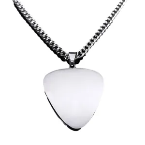 Poliertes Edelstahl-Gitarrenpick-Halskette mit Gliederkette für Damen und Herren