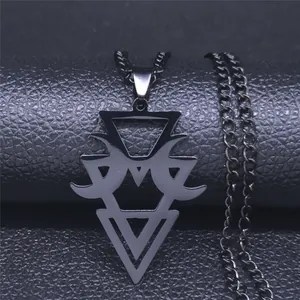 Collier Pendentif Triangle Lune Géométrique en Acier Inoxydable Gothique Bijoux Punk Géométrie Sacrée Homme Femme