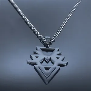 Collier gothique en acier inoxydable argenté avec pendentif géométrique lune et triangle