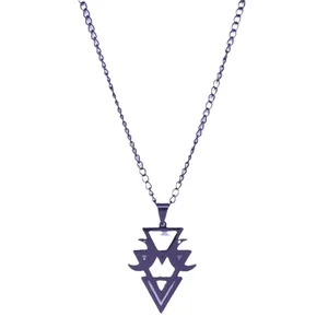Collier gothique géométrique en acier inoxydable violet avec pendentif triangle inversé