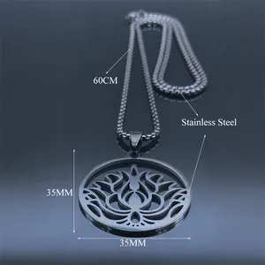Collana in acciaio inossidabile argento con ciondolo Fiore della Vita e geometria sacra
