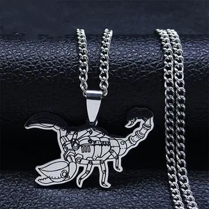 Steampunk Skorpion Anhänger Halskette Edelstahl Punk Mechanisch Industriestil Schmuck Für Herren Damen Silberfarben Geschenk
