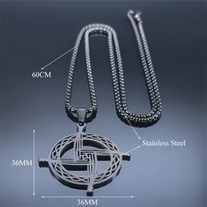 36mm Celtic St. Brigid Cross stainless steel pendant necklace with 60cm chain