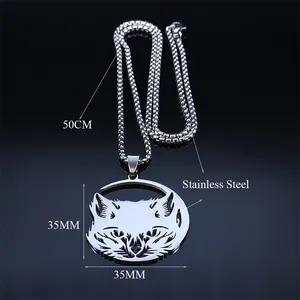 Collana minimalista in acciaio inossidabile con ciondolo a testa di gatto per donna