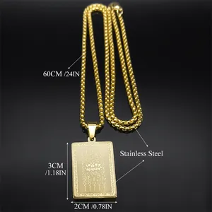 Goldene Edelstahlkette mit thailändischem Lotus-Anhänger und eingravierten Schriftzeichen