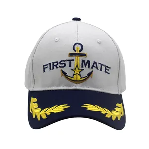 Nautical First Mate Embroidered Cotton Baseball Cap Navy Anchor Stars Sailor Sun Protection Adjustable Hat For Women Men