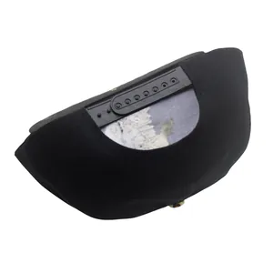 Rear view of black hip hop snapback hat featuring adjustable plastic strap and embroidery