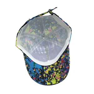 Colorful graffiti baseball cap with vibrant paint splash design and 100% polyester fabric