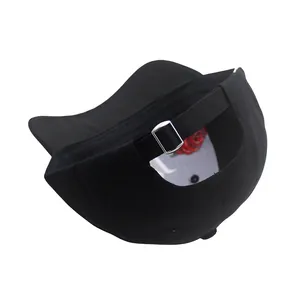 Close-up of baseball cap with red rose embroidery and adjustable metal buckle strap