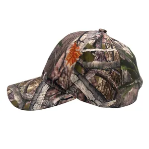 Detail view of the realistic jungle camo pattern on a tactical baseball cap
