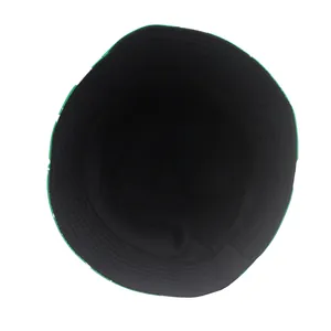 Detail of reversible bucket hat showing white-green clover pattern and black interior
