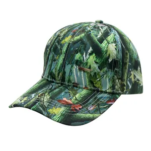 Detailed close-up of tactical camo baseball cap with bionic jungle print and stitching
