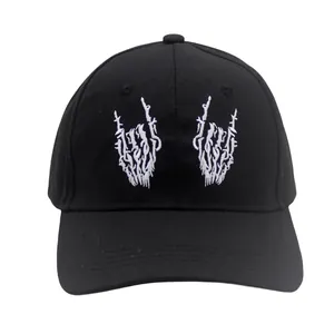 Skeleton Hand Embroidery Baseball Cap For Men Women Casual Cotton Adjustable Sun Hat Rock Hand Gothic Streetwear Hat