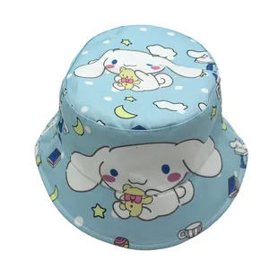 Chapeau cloche bleu clair pour enfants avec motifs Cinnamoroll et étoiles mignonnes