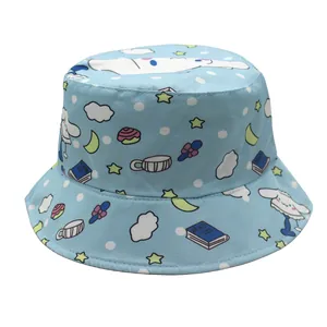 Chapeau bob bleu clair Cinnamoroll pour enfants avec motifs de dessins animés