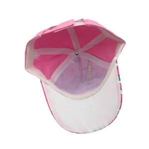Pink kids baseball cap with cute unicorn print inside the crown and breathable structure