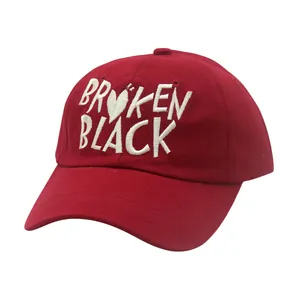 Cotton Baseball Cap With Broken Black Letter Heart Embroidery Adjustable Outdoor Sun Protection Fashion Hat Women Men