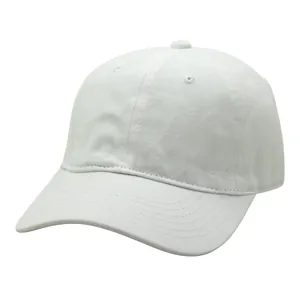 Detailed close-up of white cotton twill baseball cap showing fabric texture and seams