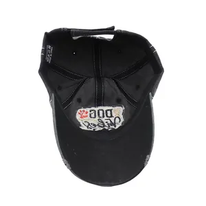 Detail view of cotton baseball cap interior featuring clean stitching and wash label
