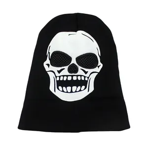Bonnet en tricot crâne lumineux pour Halloween et chaleur hivernale en plein air