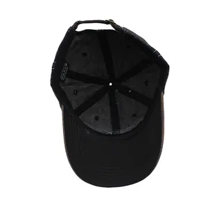 Detail of 100% cotton washed baseball cap with adjustable metal buckle and strap