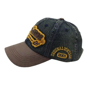 Side view of retro baseball cap featuring American embroidery and vintage 2001 side detail