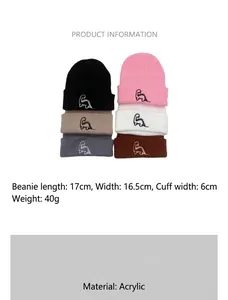 Spécifications de taille et matière pour bonnets en tricot dinosaure pour enfants