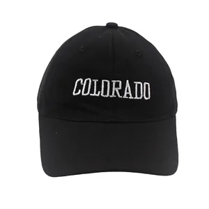 Classic black cotton baseball cap for kids with white Colorado embroidery on front