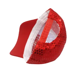 Cappellino da baseball con paillettes rosse per Natale con finitura lucida e chiusura regolabile