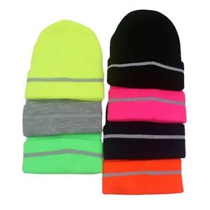 Reflective beanie hats in multiple colors for outdoor running and winter warmth