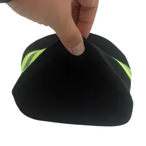 Reflective knit beanie in black with neon yellow stripes for night safety and warmth
