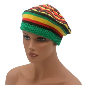 Jamaika Reggae Strickmütze in Rot Gelb Grün gestreift für Damen und Herren
