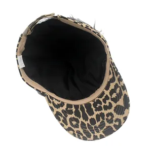 Unisex leopard print cotton army cap with adjustable baseball style and camouflage pattern