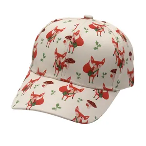 Casquette de baseball pour enfants avec motifs mignons de renard et forêt sur tissu