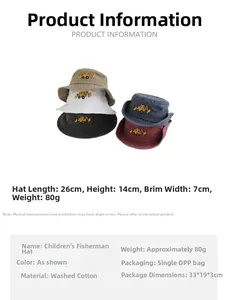 Guide des tailles pour chapeau enfant brodé excavatrice, 26cm de long et 80g