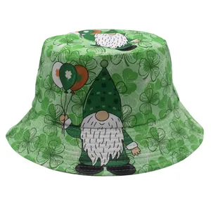 St. Patrick's Day Anglerhut mit Kleeblatt-Muster und Glückszwerg-Print für Damen