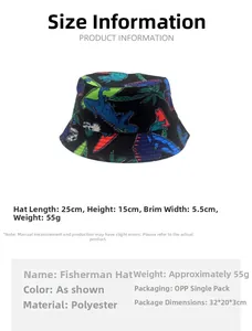 Tabella taglie del cappello da pescatore per bambini con misure di altezza e tesa