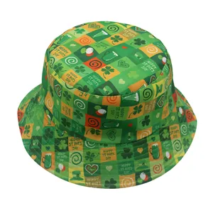 Stoffdetails des wendbaren St. Patrick's Day Anglerhuts mit Kleeblatt-Mustern