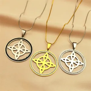Detail of Celtic knot necklaces with rhinestones on satin, gold and silver options